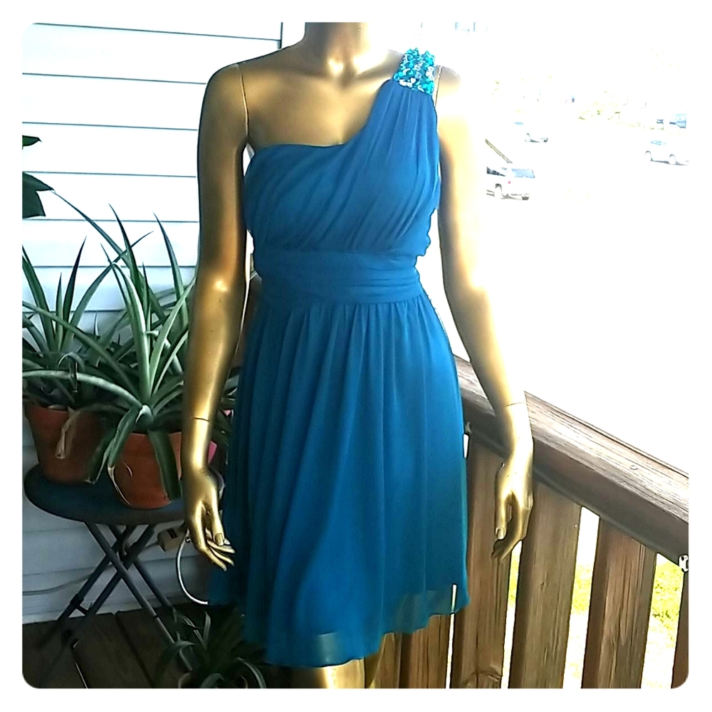One shoulder jewelled cocktail dress